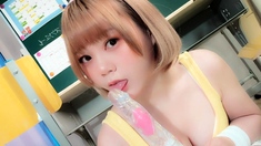 Japanese teen uses toys to pleasure pussy