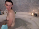 cute girl takes a bath