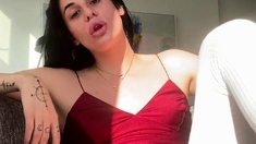 Solo shemale amateur with big tits masturbating