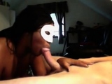 Compilation of a masked black chick sucking white cock