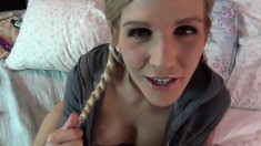 Gorgeous platinum blonde uses her toys to get her motor going