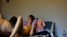 Brunette teen jerks off her sweet dick on webcam