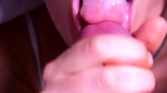 Amateur gf blowjob with nice cum in mouth and swallow