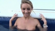 Beauty & Busty Strip off in the Pool - Softcore